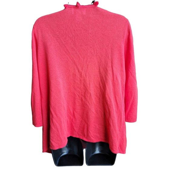 Peck & Peck Red Long Sleeve Pom Pom Open Front Cardigan Size Small 991 - Picture 2 of 6